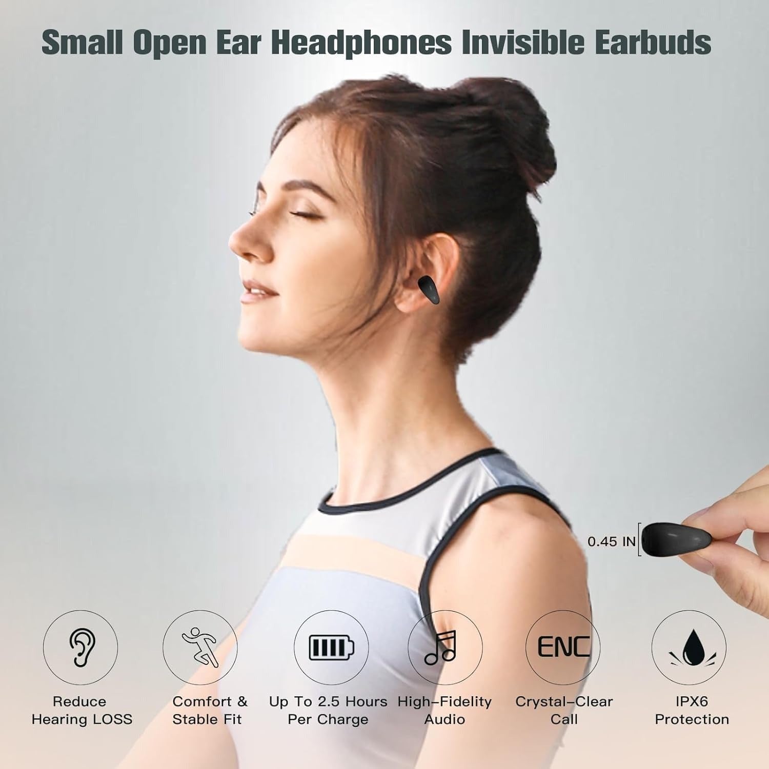 Digital Display Earclip Bluetooth Earphones